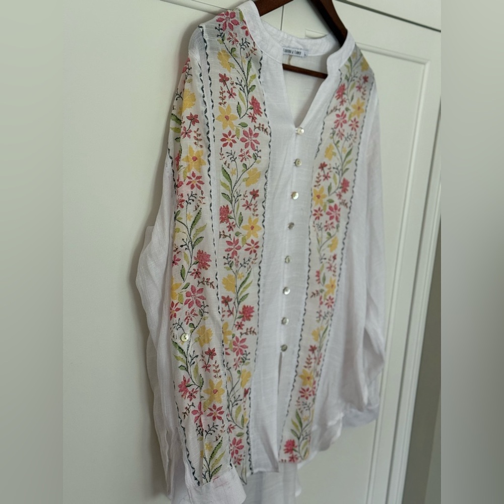 Figueroa & Flower Boho Floral Top Sz L - Picture 9 of 13